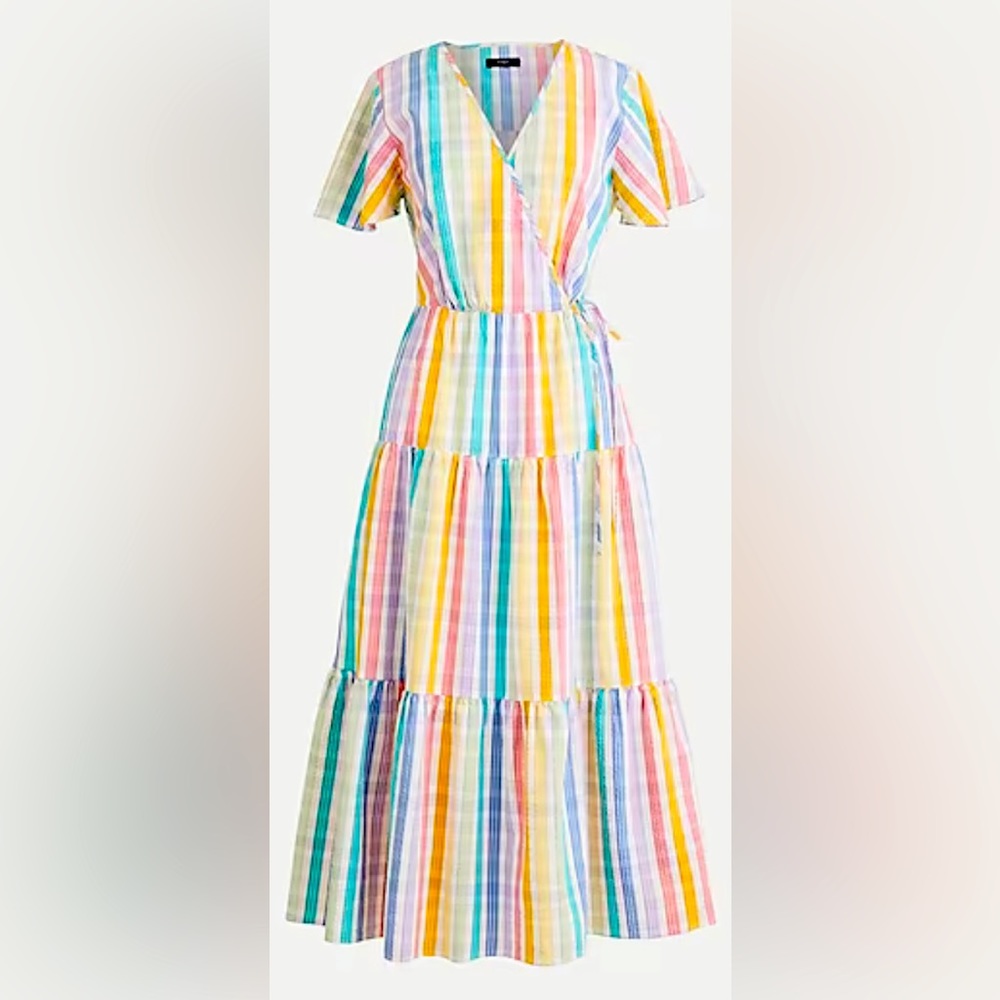 J Crew Faux-wrap Dress in Rainbow Gingham size 10
